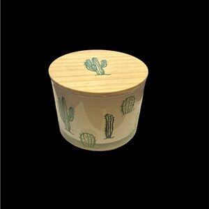 Cactus Print Candle with Wooden Lid